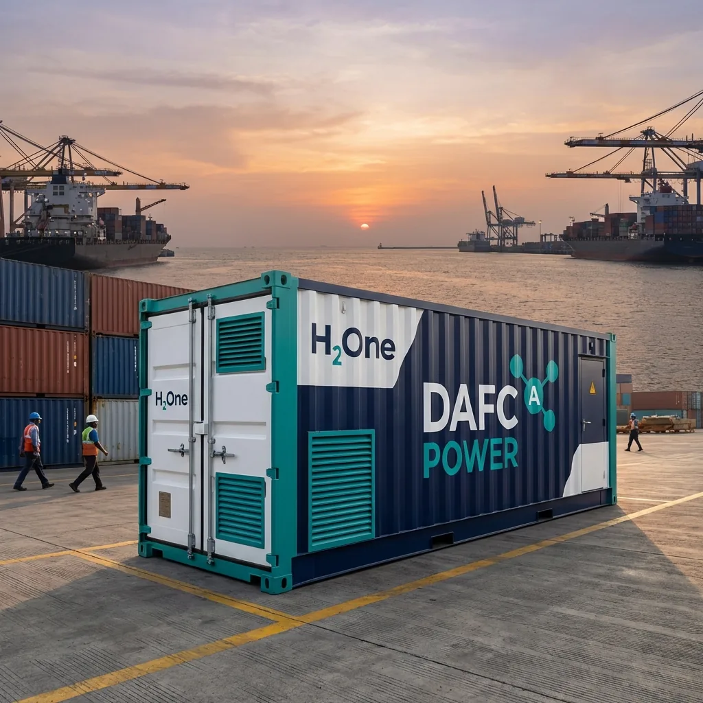 Containerised shore-to-ship clean power unit at a port