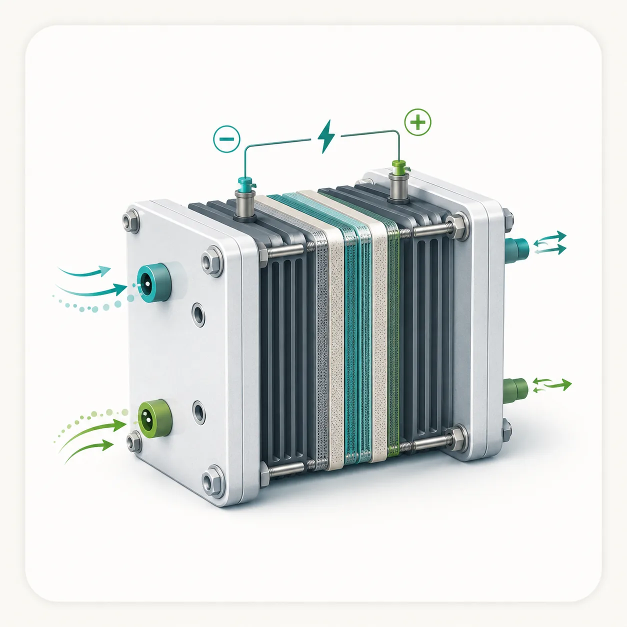 Direct ammonia fuel cell stack with electrical terminals